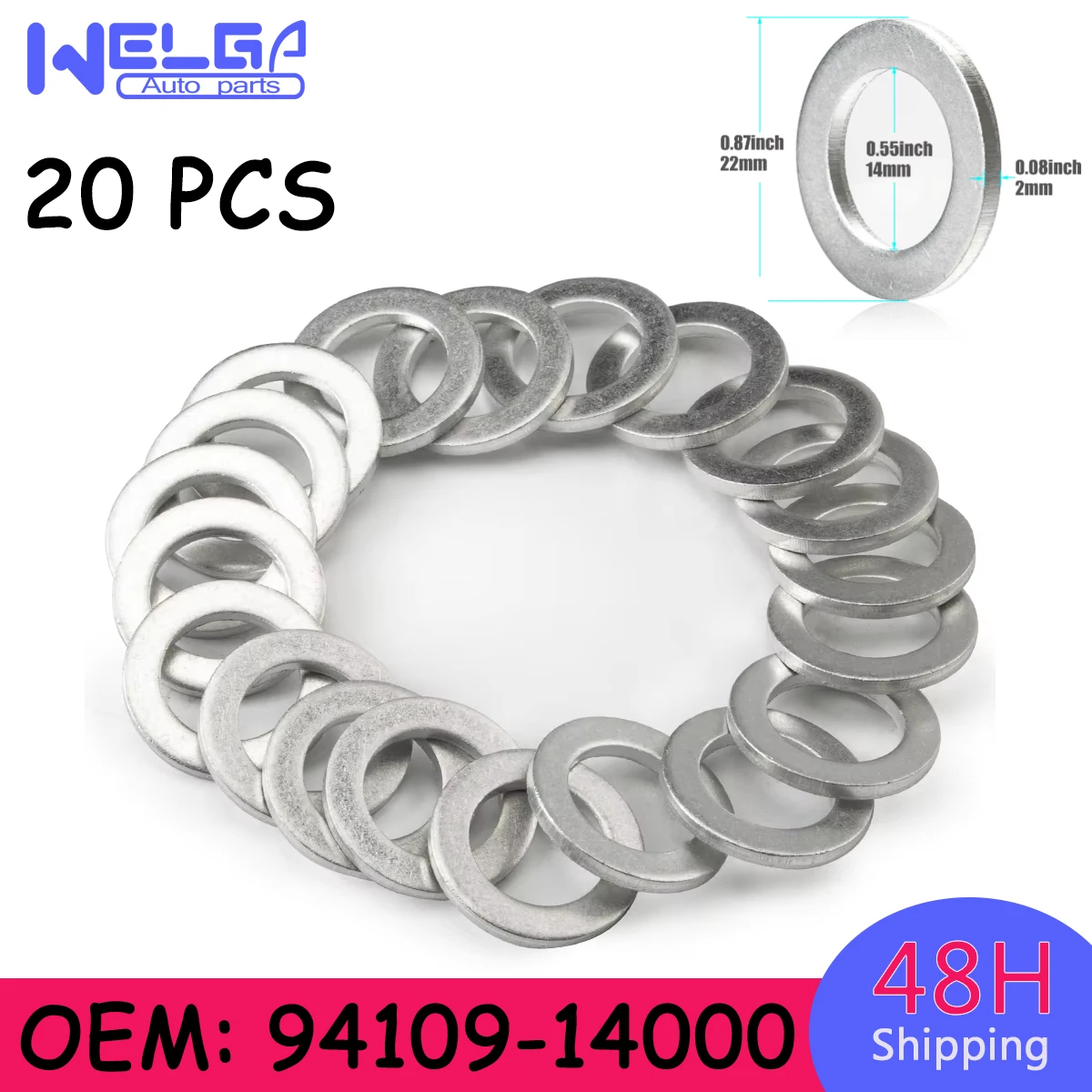 

20PCS Oil Drain Plug Gasket Seal Washer For Honda For Acura Civic CRV CRZ Crosstour HRV Odyssey Pilot Replaces Parts 94109-14000