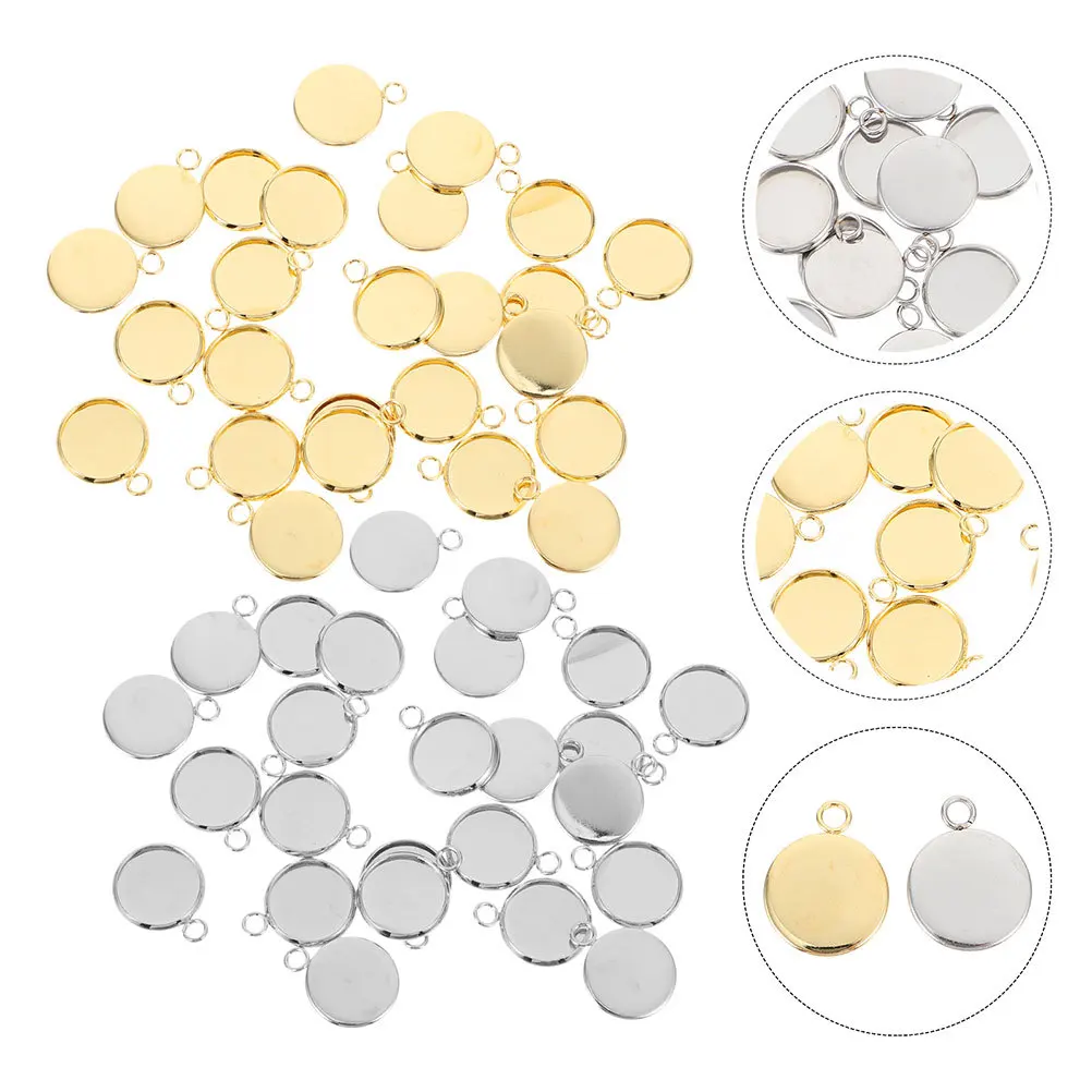 

50pcs Blank Bezels With Hanging Hole Stainless Steel Diy Pendant Trays For Necklace Bracelet Earrings Jewelry Making Supplies