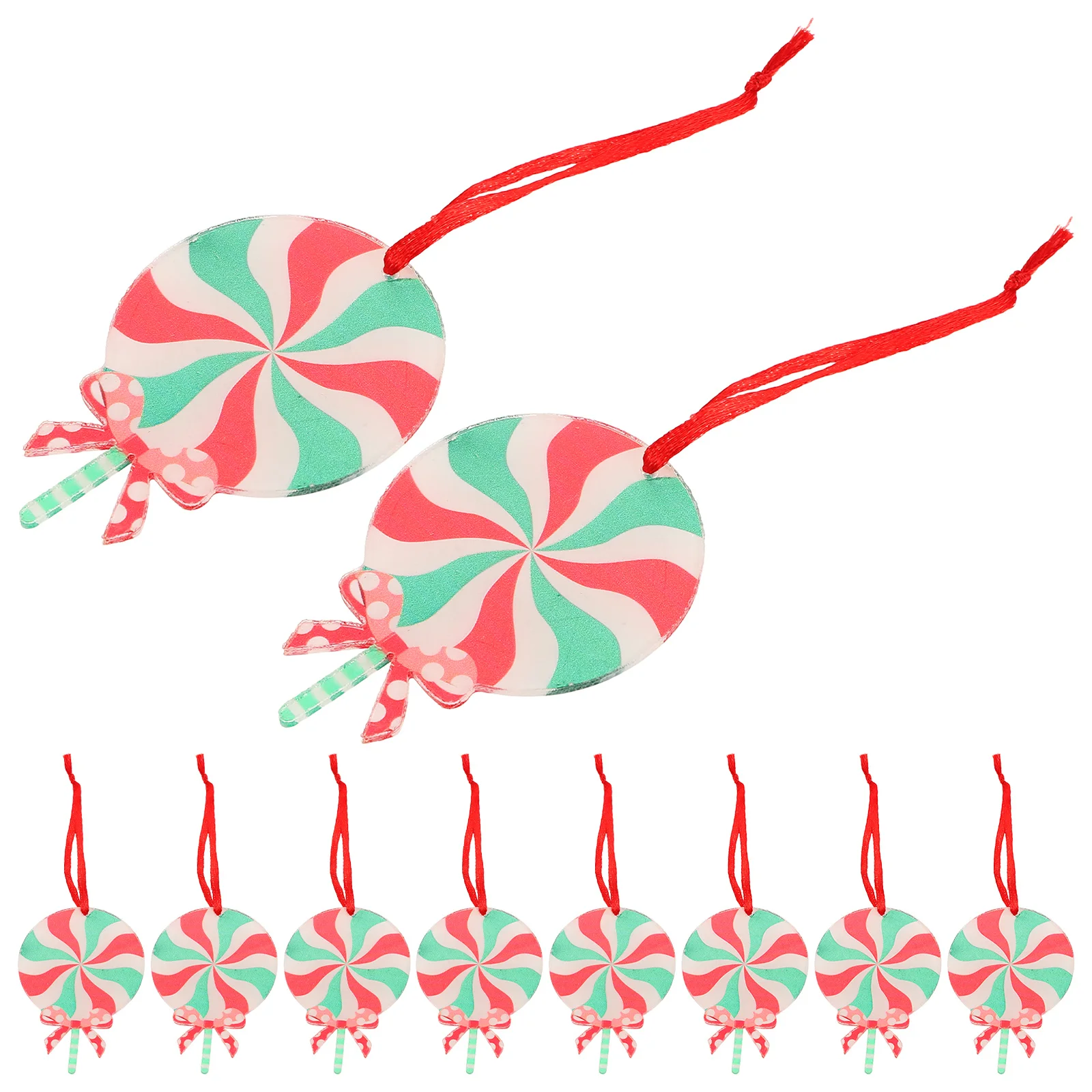 

10Pcs Christmas Tree Acrylic Candy Ornaments Peppermint Lollipop Decorations Xmas Party Favors Birthday Baby Shower Supplies