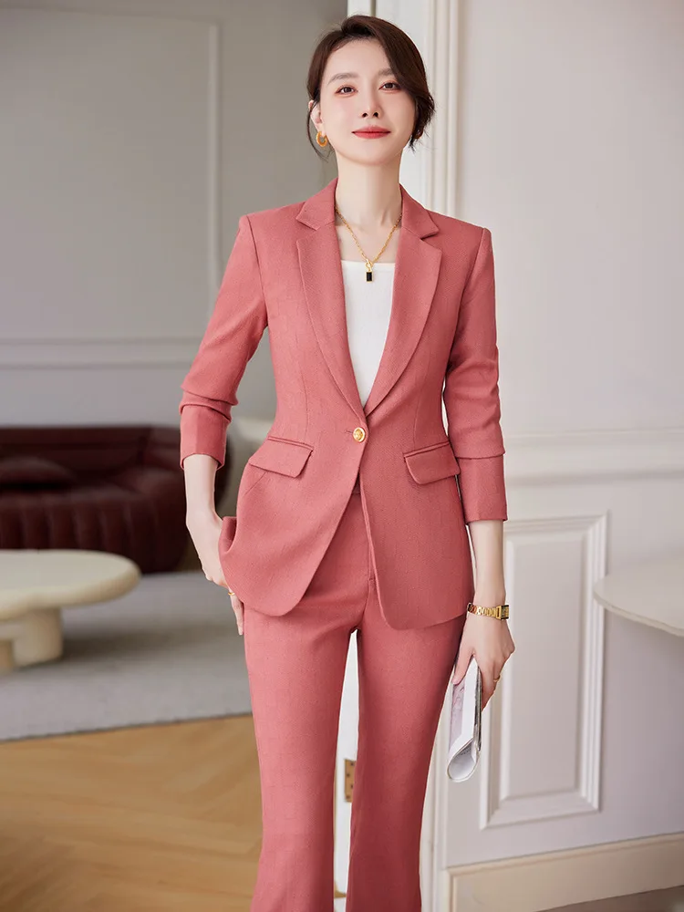 

Formal Uniform Styles Pantsuits with Pants and Jackets Coat for Women Business Work Wear Suits Professional Trousers Set