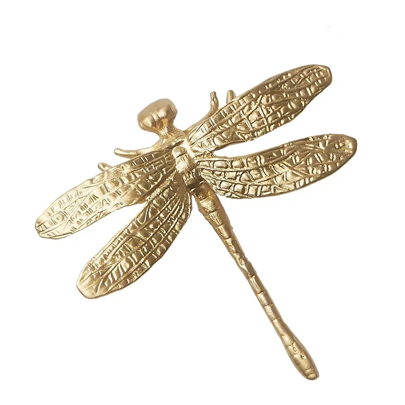 Animal Plant Brass Handle Nordic Wardrobe Shoe Cabinet Door Handle Pure Copper Dragonfly Insects Elk Head Orchid Rose Leaf