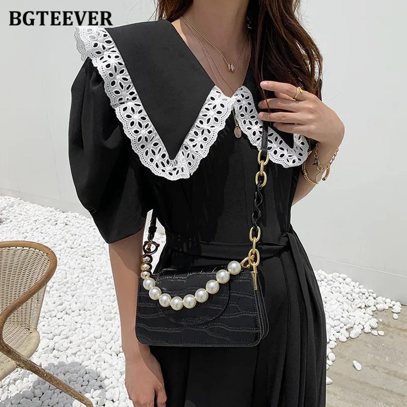 BGTEEVER Modne Długie Spodnie Damskie Kombinezony z Klapami, Koronkowymi Wstawkami, Sznurowane Kombinezony z Szerokimi Nogawkami, Letnie Stroje Damskie