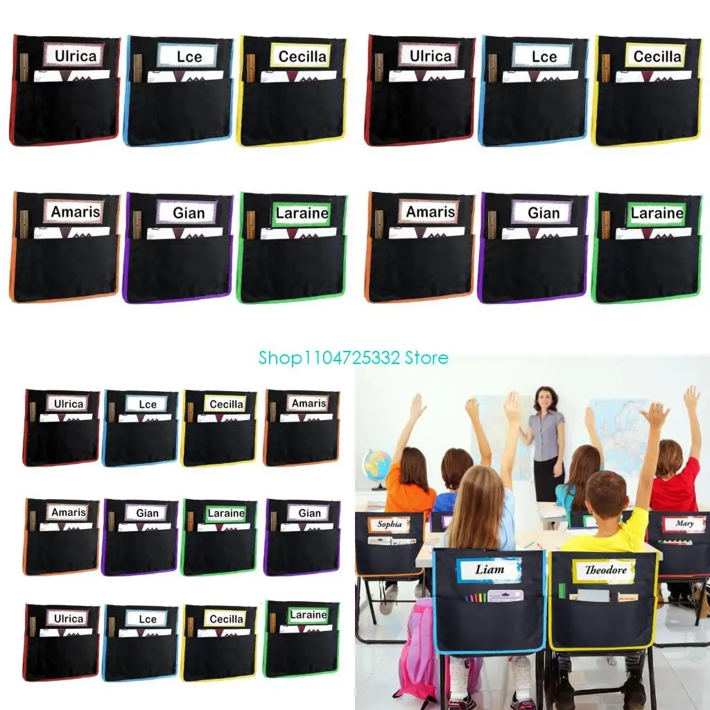 P5EA Large Capacity Back Storage Bag With Clear Label Window for Kindergarten