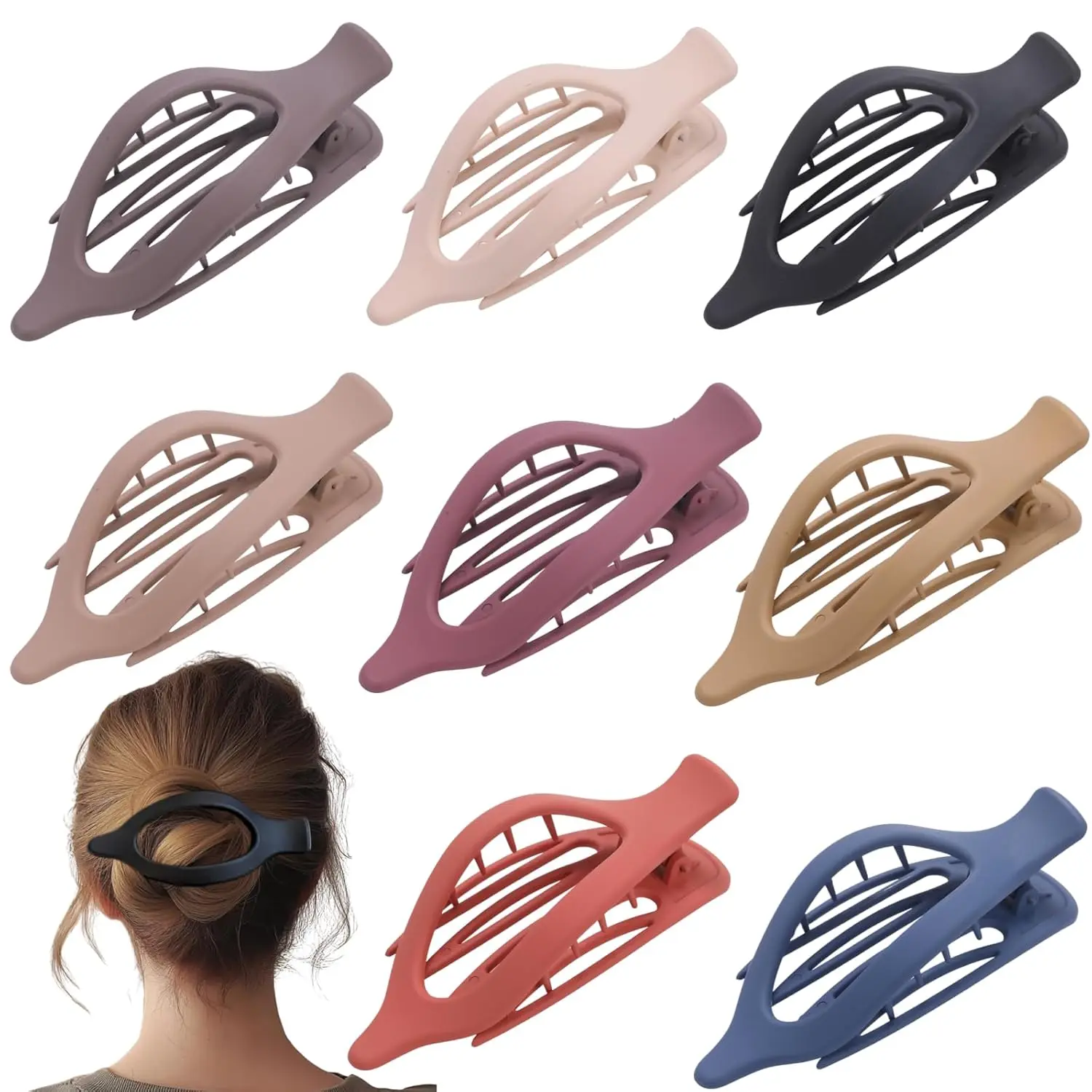 

8 Pack Matte Flat Hair Clips, Large Strong Hold Barrettes for All Hair Types, French Duckbill Design