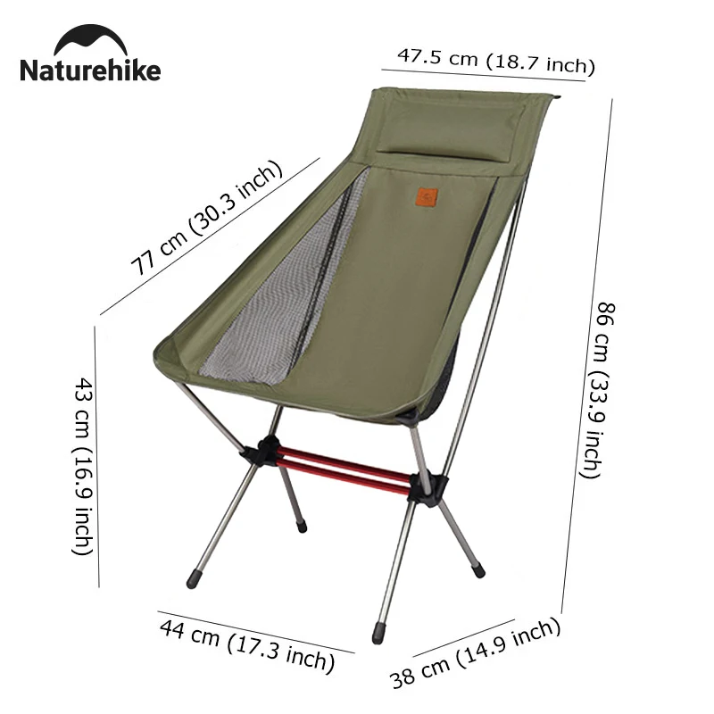 Naturehike-キャンプ用の超軽量折りたたみ椅子,ポータブル,120kgの負荷,旅行,ロッキングチェア,屋外,釣り,高バック