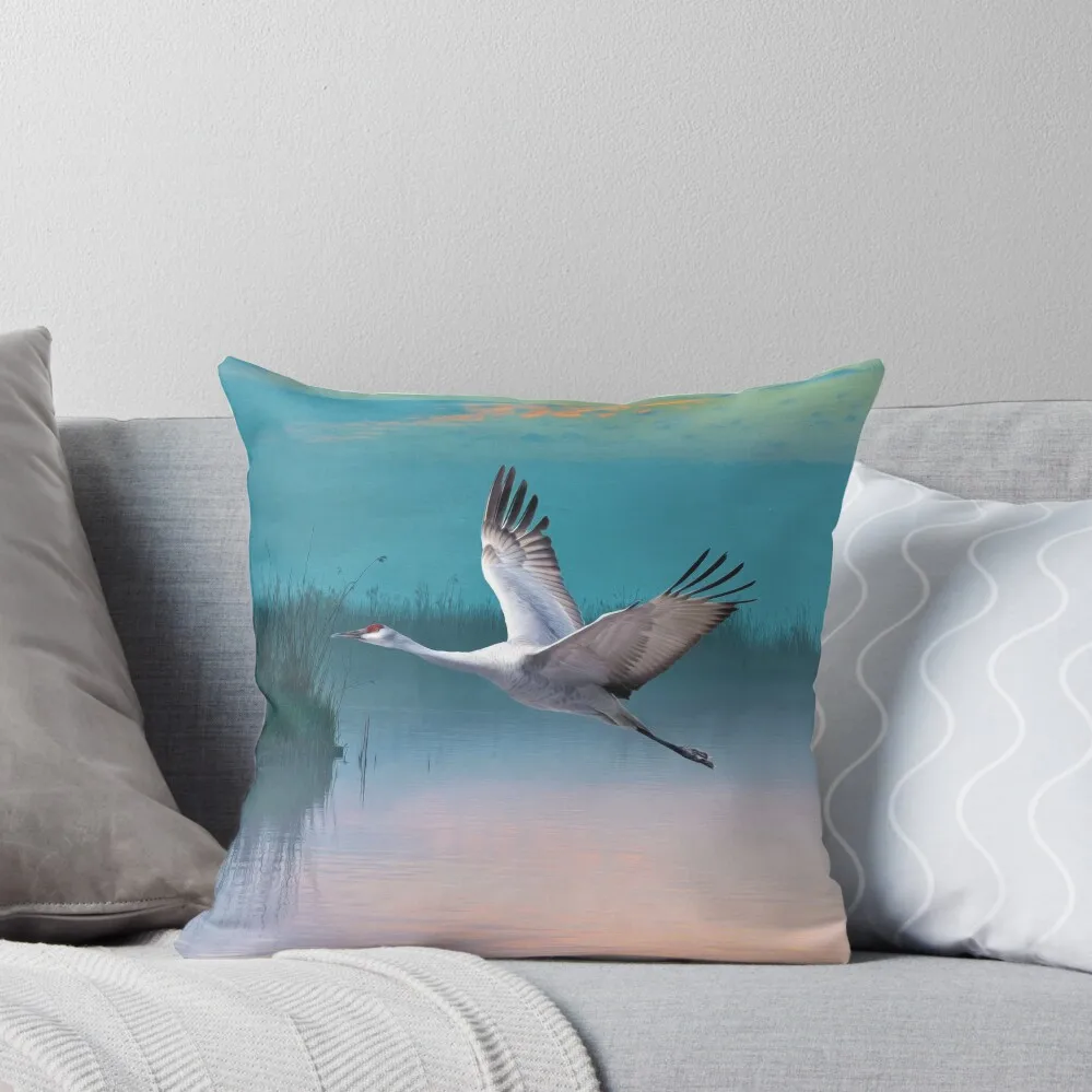 Sandhill Crane and Misty Marshes Throw Pillow Pillowcases Bed Cushions Christmas Pillows Cushion Covers For Living Room pillow