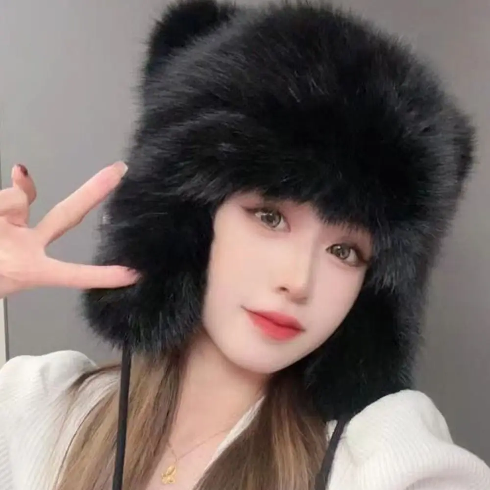 Chapeau en peluche coupe-vent polyvalent unisexe, protection des oreilles, casquettes de raton laveur de luxe, chapeau Big Bear, UNIS issement de la chaleur