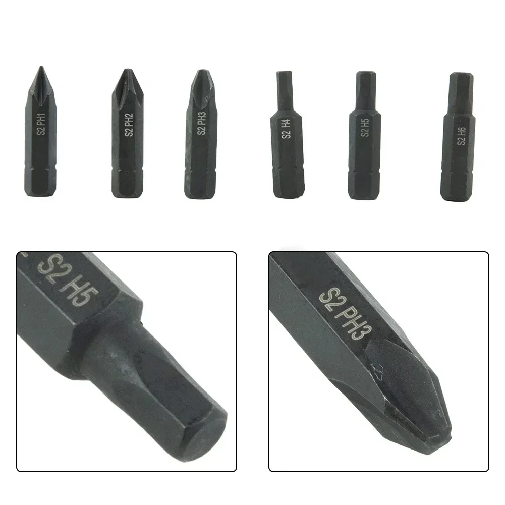 6pcs 8mm Hex Shank Impact Screwdriver Bits Set Alloy Steel Replaceable Magnetic Screwdriver Bits PH1 PH2 PH3 H4 H5 H6 36mm