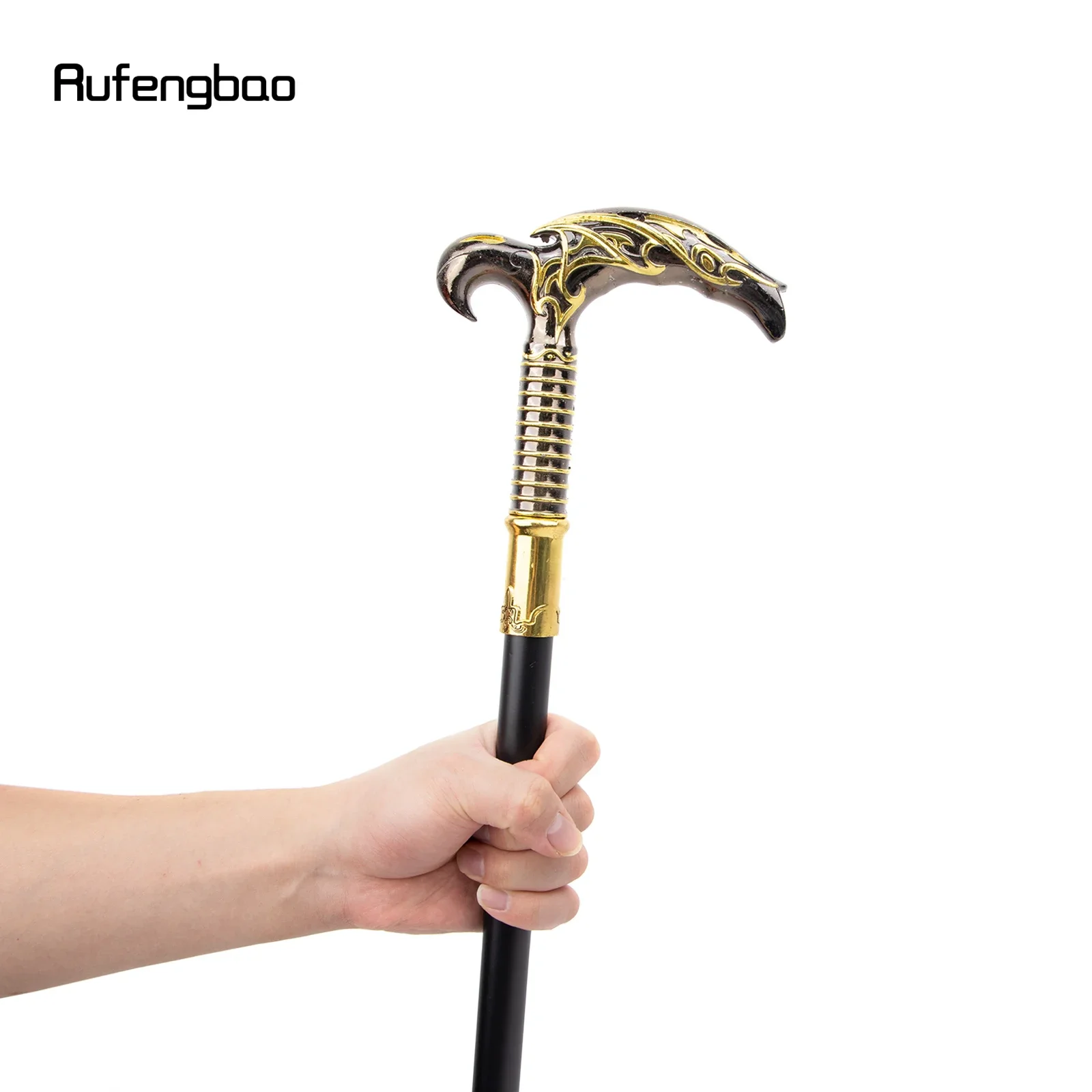 Tongkat berjalan malaikat hitam emas gaya Scythe campuran tunggal dekorasi Cospaly Party Walking Cane Halloween Crosier 93cm