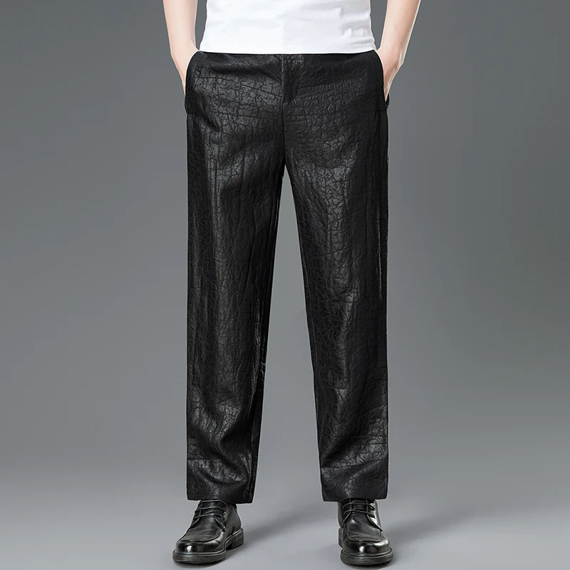 Pantalones de seda auténtica 100% para hombre, pantalones rectos que no irritan la piel, de calidad de verano, ligeros, holgados, lujosos, Pantalones Hombre