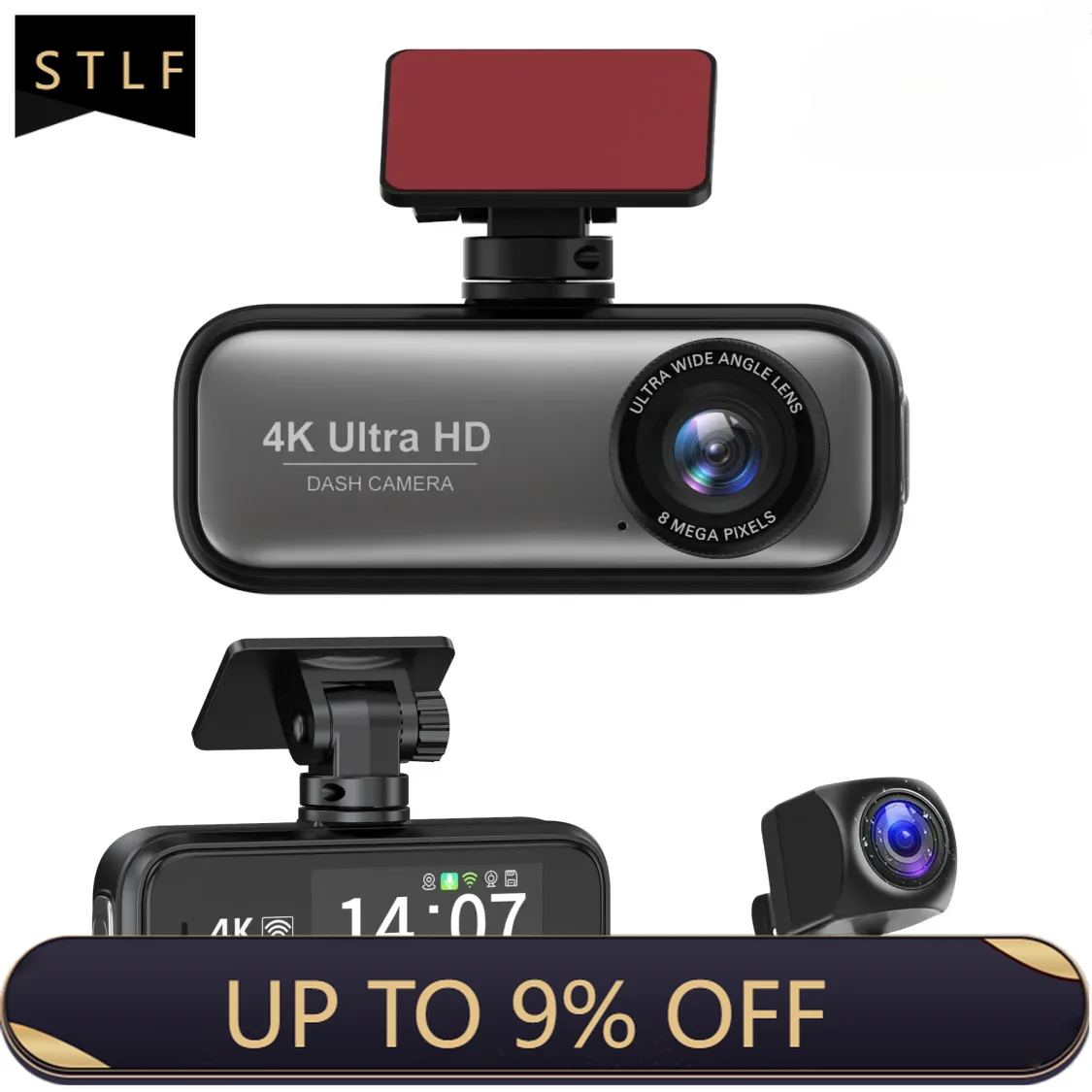 

4K UHD Dual Lens Dash Cam Car DVR Night Vision Video Recorder Built-in Wi-Fi GPS