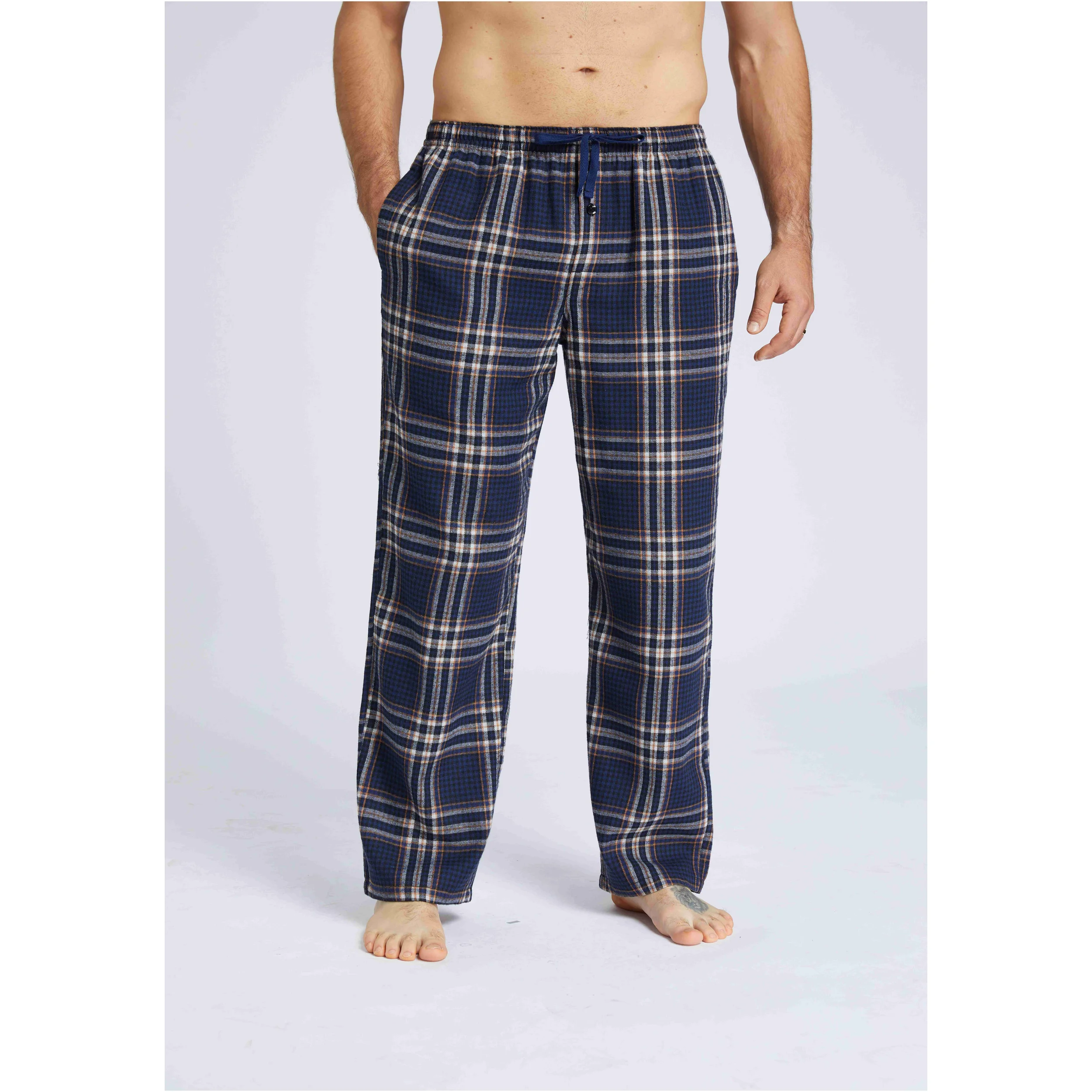 Men\'s 3pcs Plaid Casual Pants Comfortable Warm with Waist Elastic Pajamas Man Loose Home Bottoms