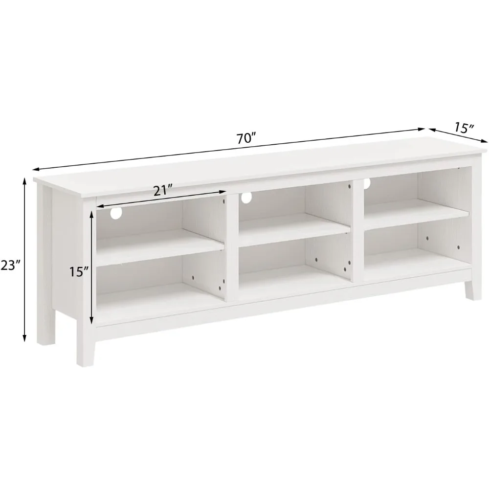 TV Stand 6 Cubby Television Stands Cabinet 6 Open Media Storagefor TVs up to 80 Inches, (70 Inches White)