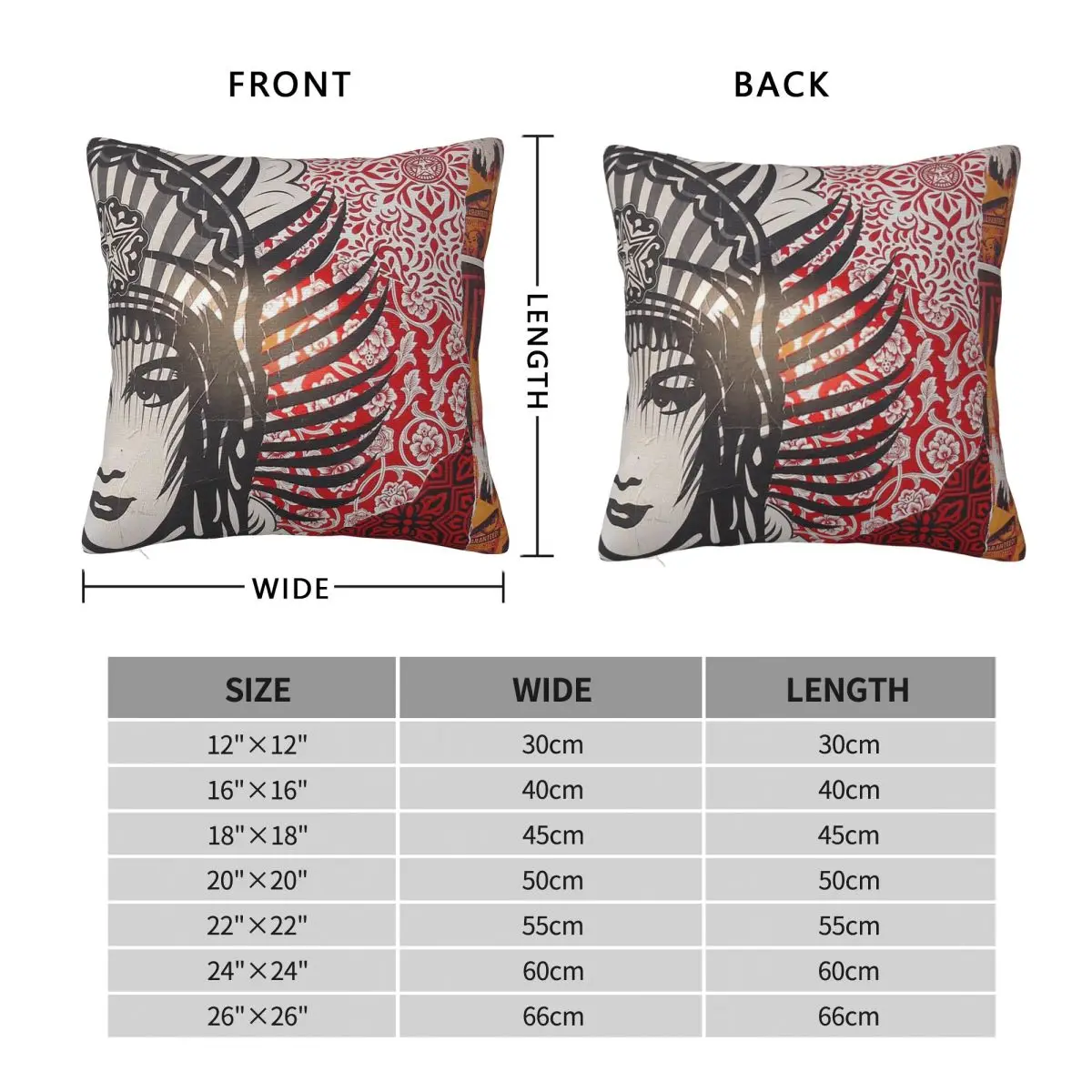 Shepard Fairey Square Pillowcase Polyester Linen Velvet Pattern Zip Decorative Car Cushion Cover 18