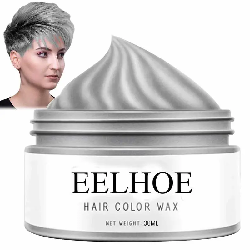 Pomada de cera de Color para mujer y hombre, crema de Gel fuerte temporal, tinte para el cabello, Color plateado, gris abuela