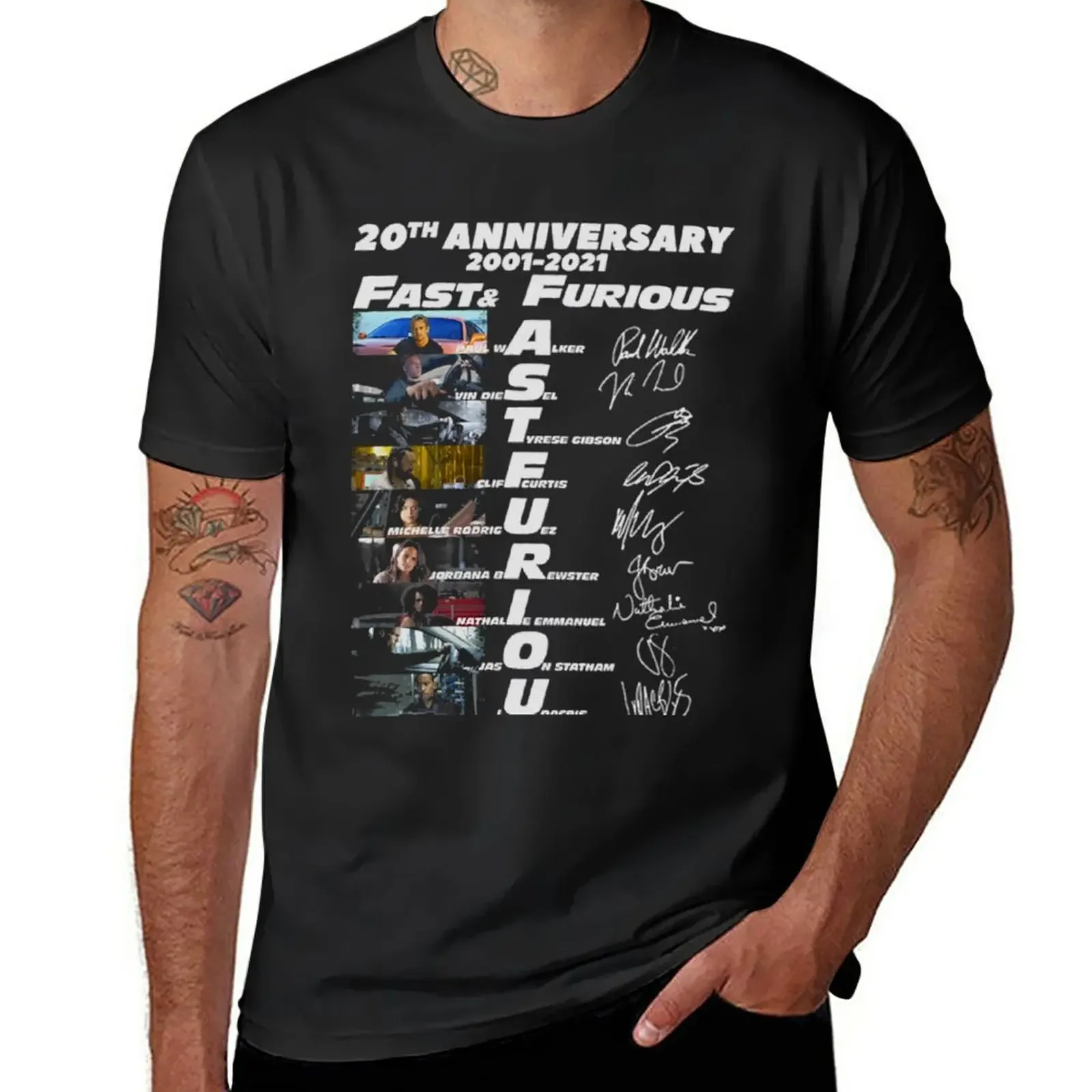 New 20th Anniversary 2001 2021 Fast Furious Signatures Classic T-Shirt summer tops tees outfits for men