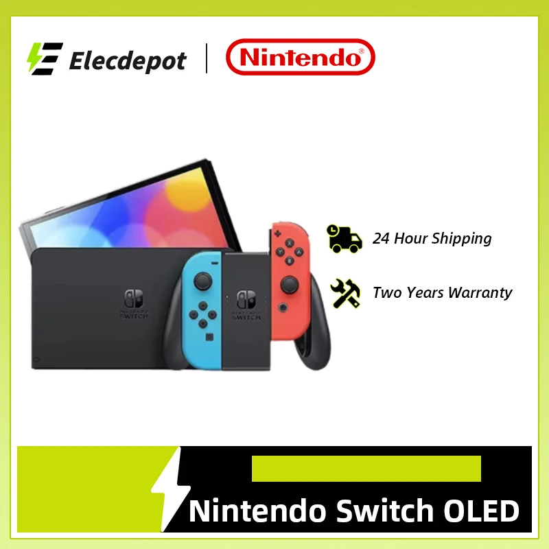 Nintendo Switch OLED Game Console with White or Neon (64GB) 7-inch OLED display Enhanced audio Wired LAN port