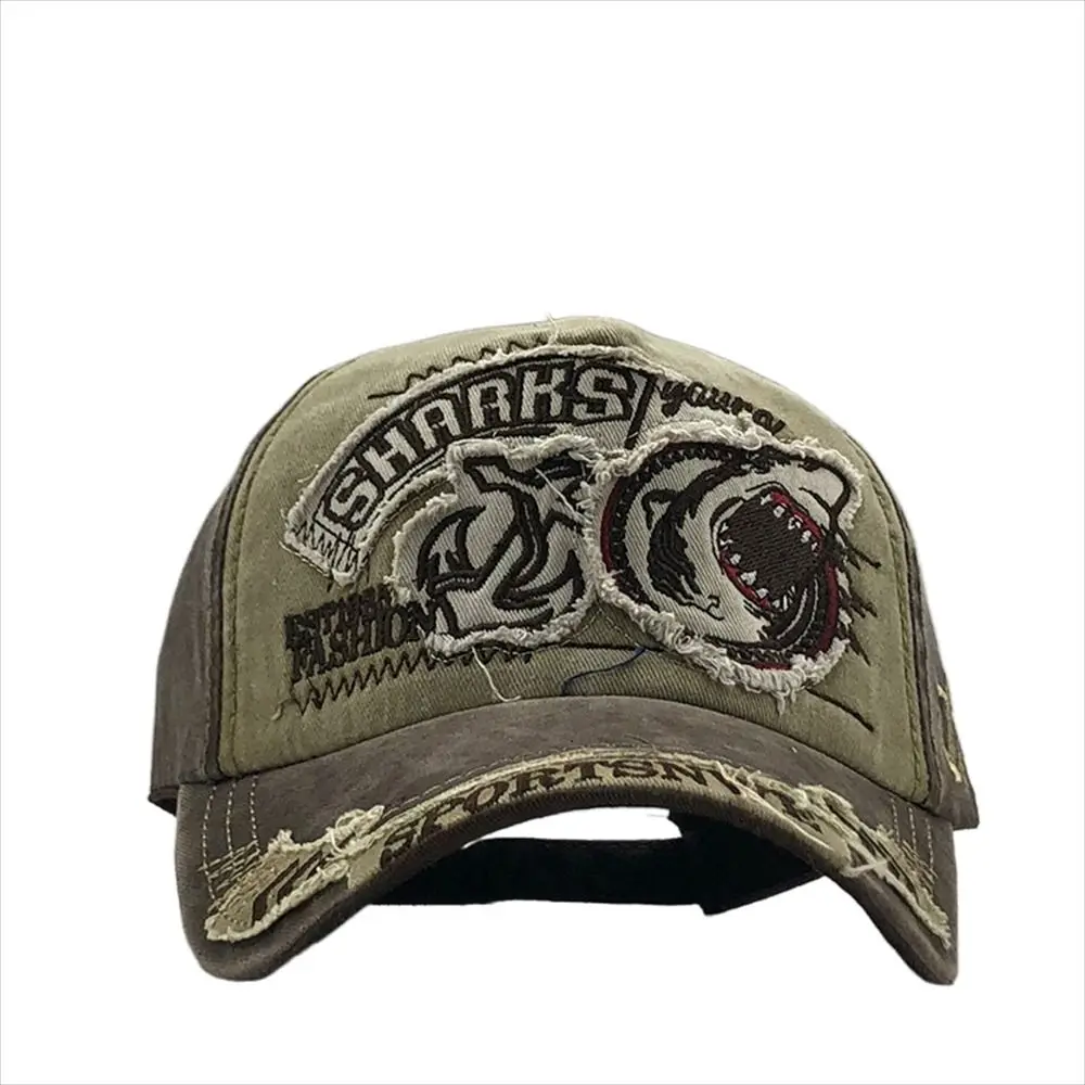 للجنسين المطرزة القرش قبعة بيسبول الحيوان قابل للتعديل Snapback قبعة الشمس قبعة القطن شاحنة قبعة الصيف #3