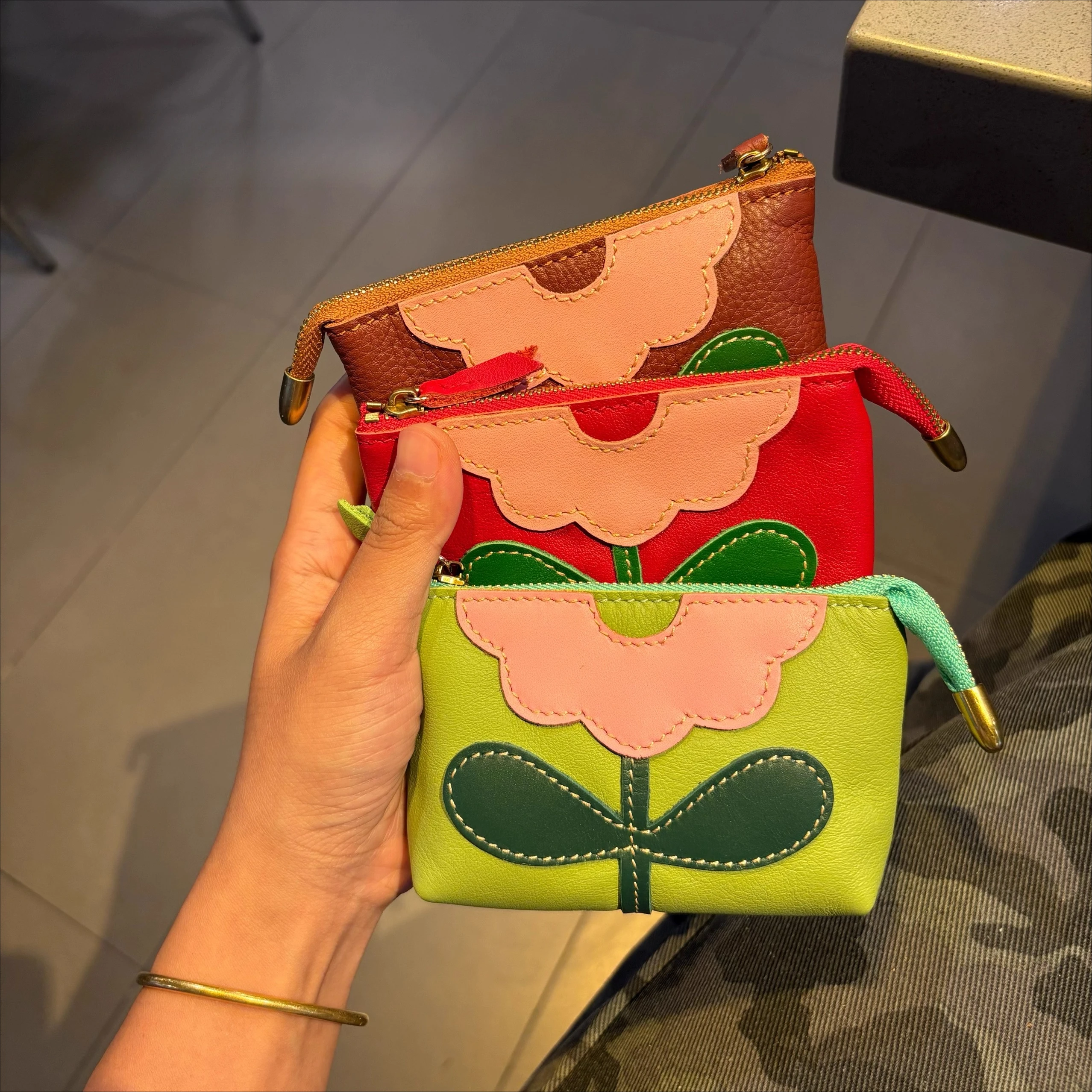 

Genuine leather cowhide creative flower change car key flower small wallet storage small capacity clutch bag vintage exquisite