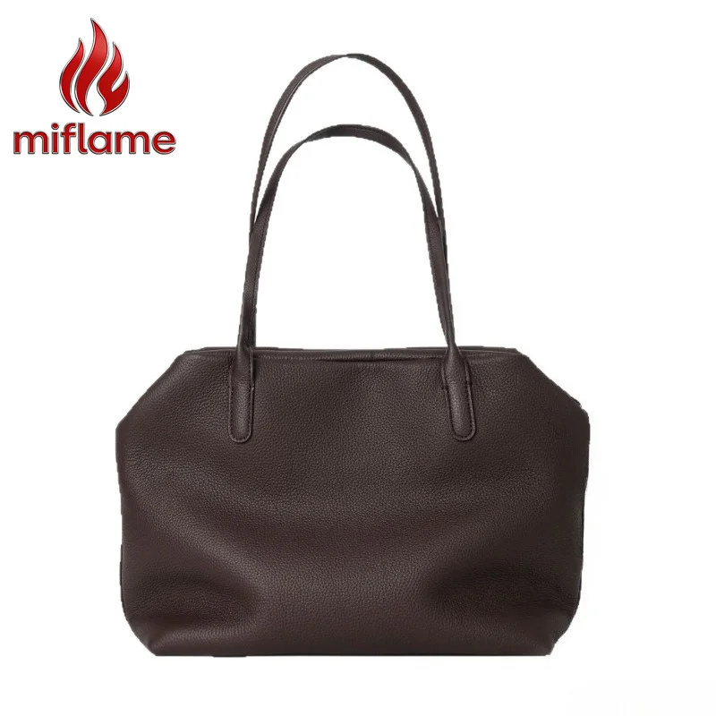 Women's Shoulder Tote Bag Luxury Top Grain Genuine Leather Slouchy Minimal Large Capacity for Work Office Commuting