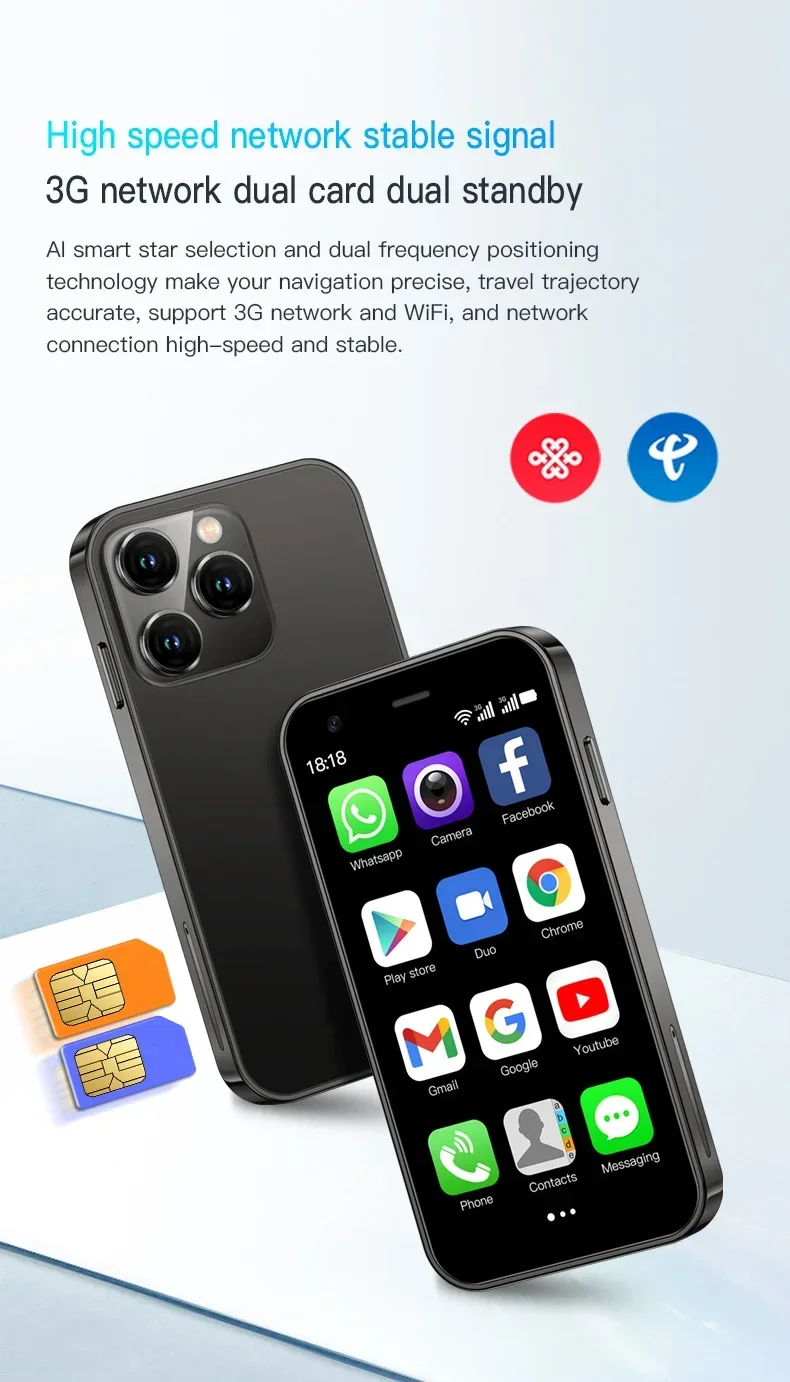 FUFFI I16 Pro Mini Smartphone Android Phone Face ID Portable 8.1 Mini Celulare 3.0 Inch HD 16GB ROM 1000mAh Battery Cellphone