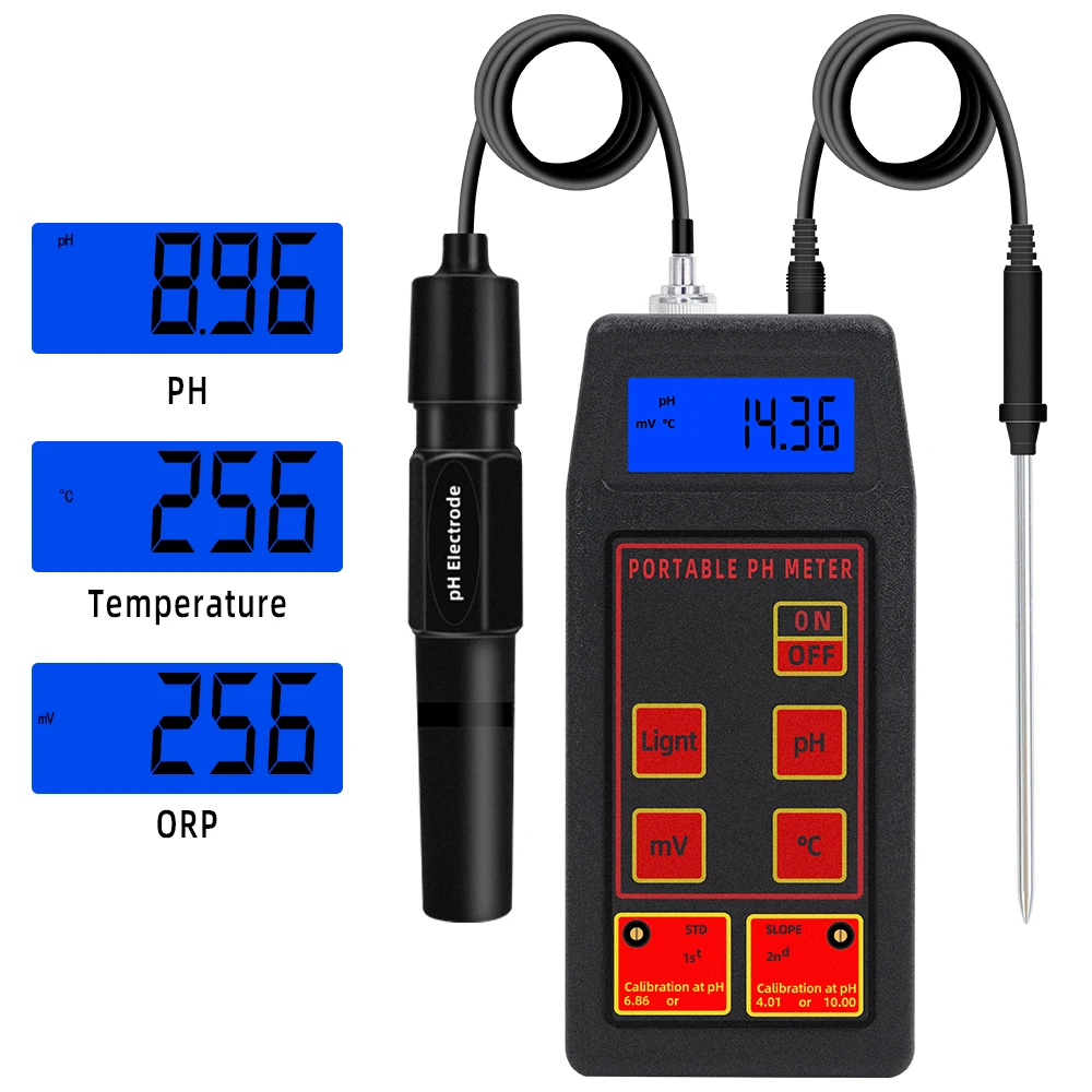 3 em 1 testador de qualidade da água PH-8424 ph/orp/temperatura medidor precisão portátil eletrodos ph & orp monitor água sonda temperatura