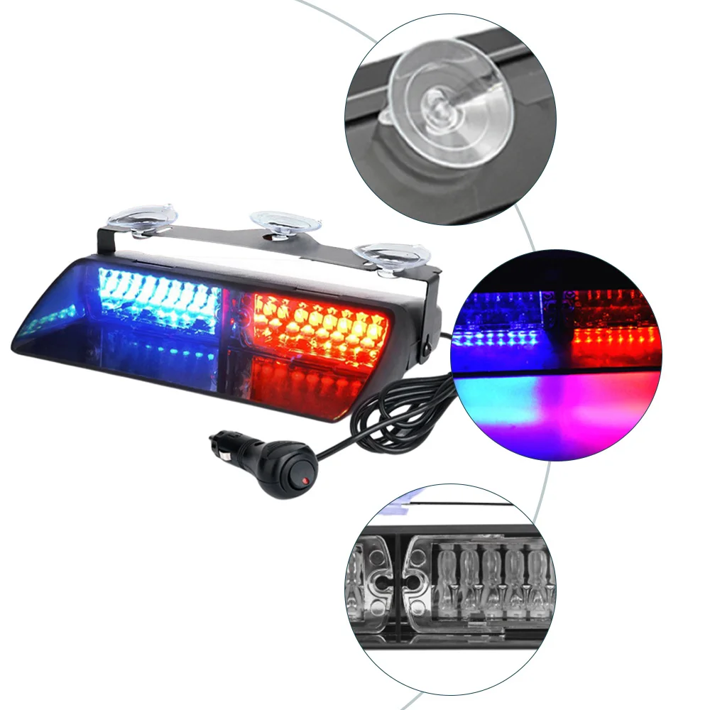 1x Universal 16LED Car Roof Strobe Emergency Light 12V Car Truck LED Strobe Flash Lamp Police Warning Light 18 Flashing Modes