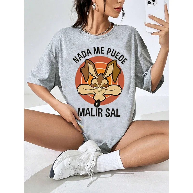 Wile e Coyote t-shirts women Y2K manga streetwear top female manga clothes