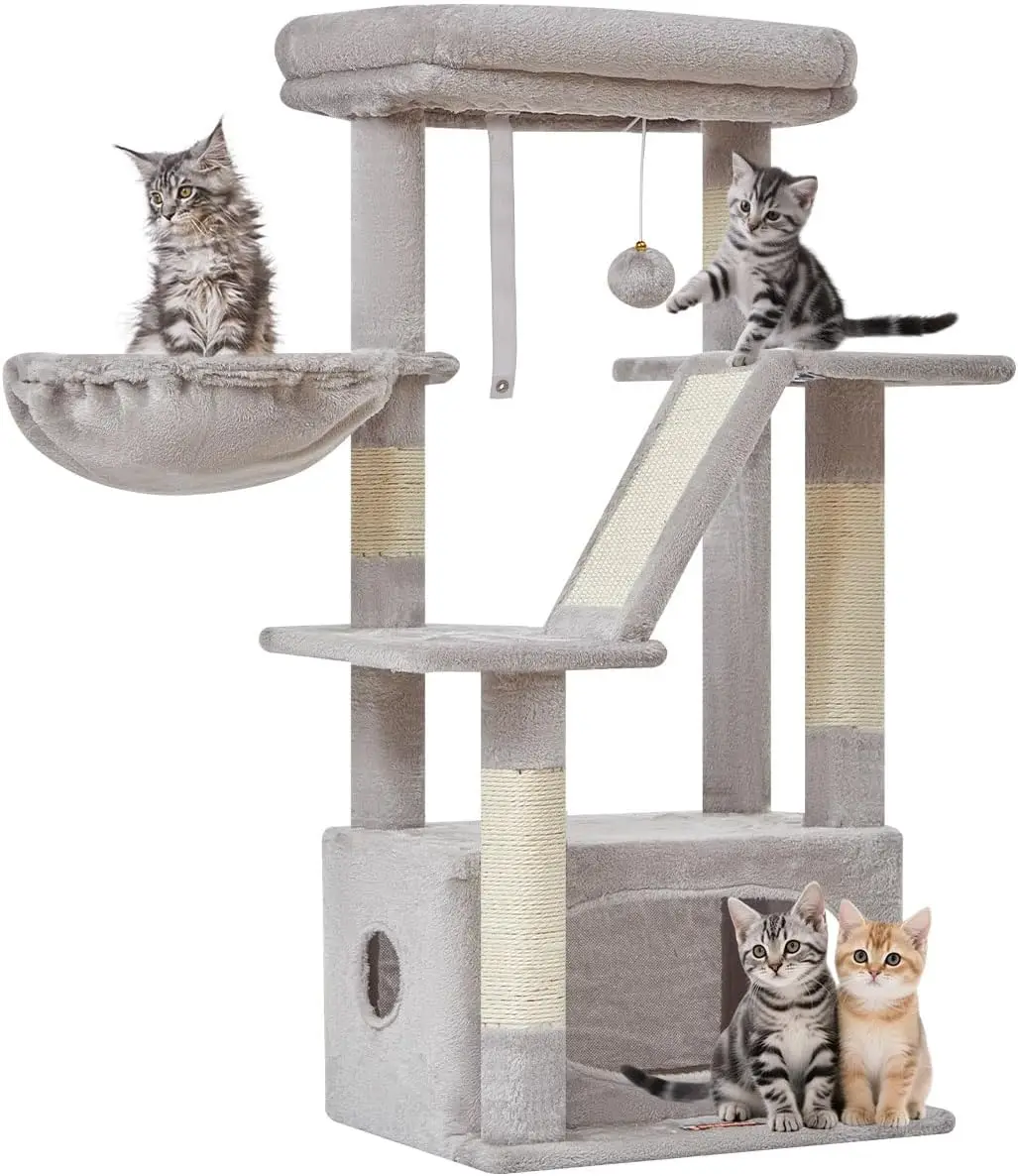 

Cat Tree,38.2-Inch Cat Tower for Indoor Cats,Suitable for Kittens with Luxurious cat condo with Adjustable Baskets and L