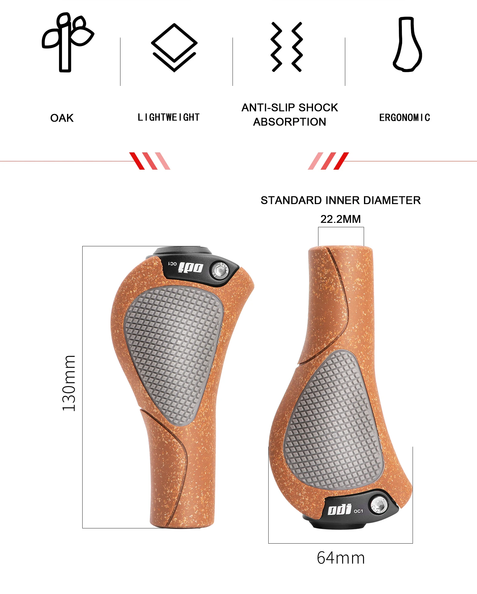ODI OC1 Fahrrad Ergonomische Eichengriffe MTB Große Pad Fahrradlenkerabdeckung Anti-Rutsch-Griffe Radfahren Gummiballgriff Zubehör – Detail 2