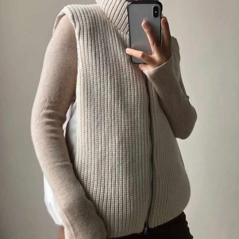 

2025 Winter New Splicing Stand up Collar Tank Top Down Jacket y2k High quality Fashion Thickened Warm Sleeveless Goose Down Vest