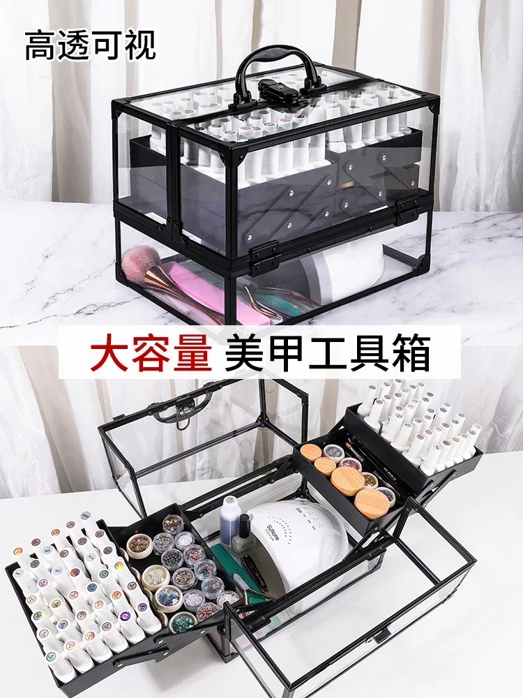 Nail Tool Box Large Capacity Special Eyebrow Storage Box Desktop Storage Basket Bag Nail Oil Glue Out