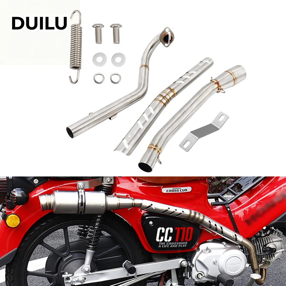 

DUILU For Honda Cross Cub110 CC110 Exhaust 18-23 Motorcycle Exhaust Escape full Systems Modify Cub110 Front Pipe muffler 110CC