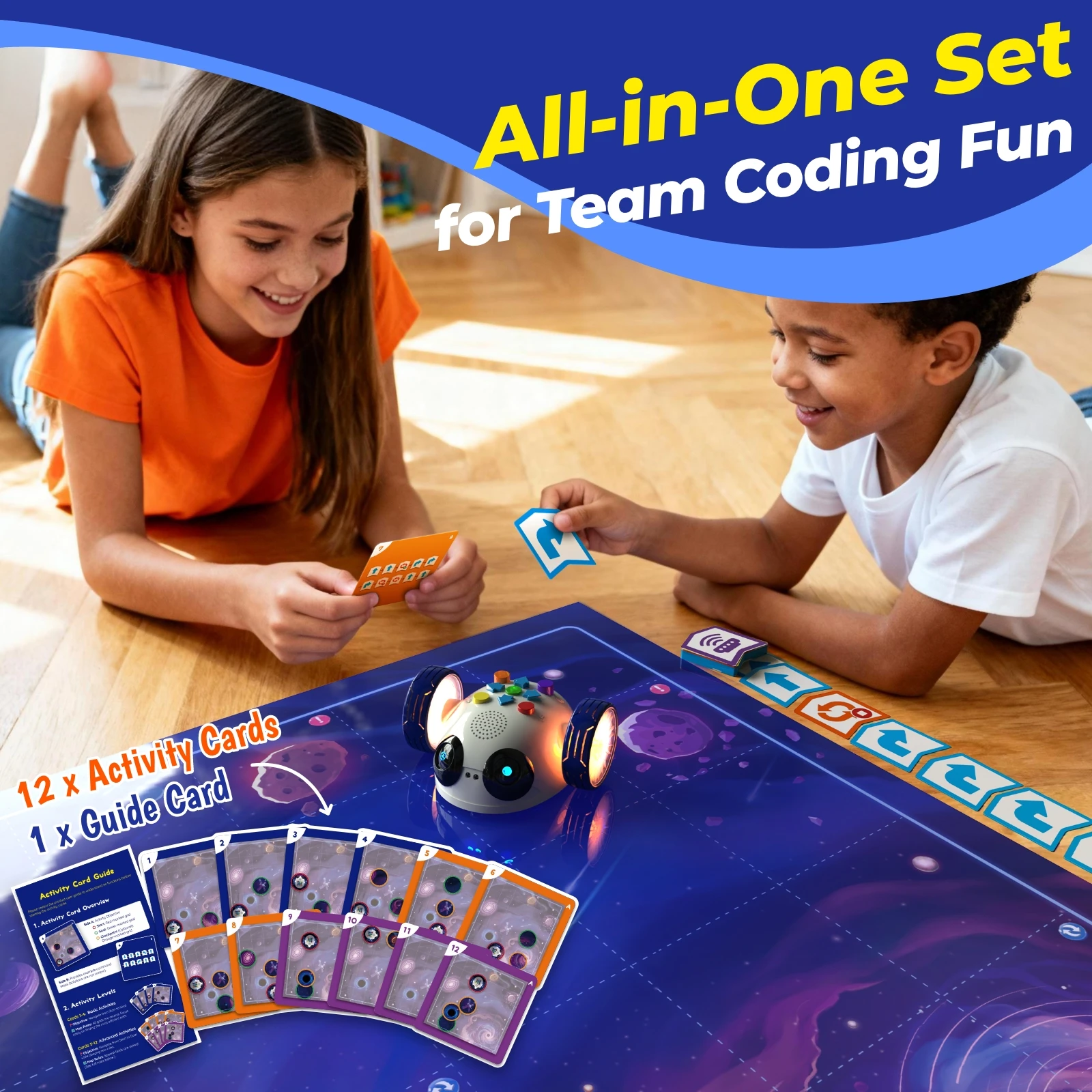 Apitor Robot Wheels Edu Coding Robot for Kids Ages 5-7 STEM Toys Robotics Kit with Screen-Free Coding Cards&App Control Toys