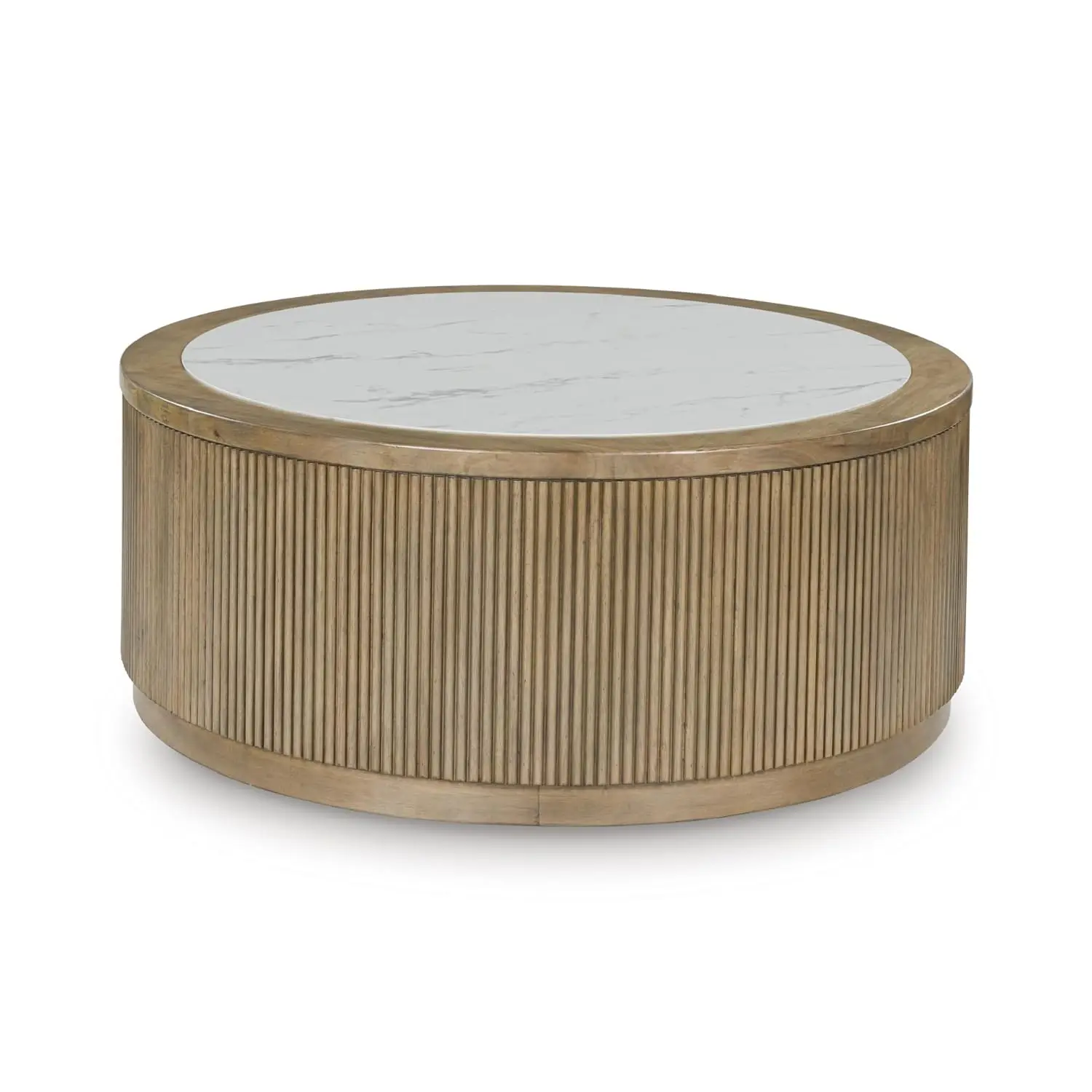 

Casual Coffee Table With Faux Marble Tabletop And Casters, Light Brown & White