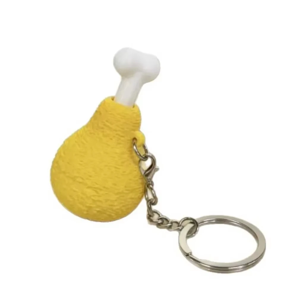 Anti-stress Simulation Chicken Legs Clicker Keychain Sensory Calming Fidget Bag Pendant Funny Finger Button Pendant ADHD Anxiety