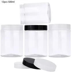 12PCS 500ml PET barattolo di plastica trasparente Candy Nut Cookie Packaging barattoli vuoti contenitore cosmetico bottiglie di spezie per cereali conservazione della cucina