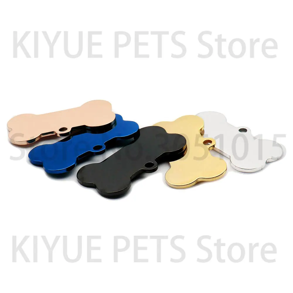 wholesale 100pcs Bone Pet ID Tag Blank Engraved Stainless Steel  Pet Supplies cat collar accessory DIY name pendant Personalized