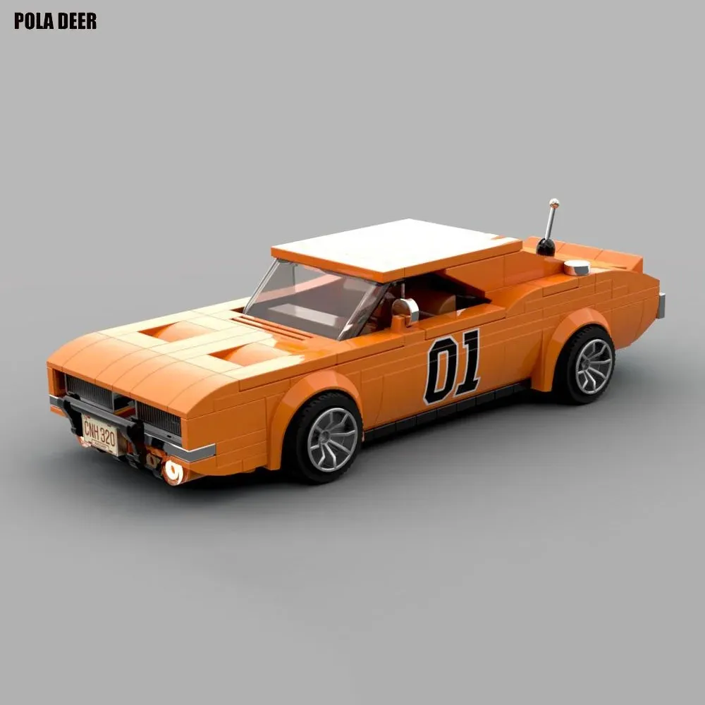 Creativity 330pcs MOC General Lee Dodge Charger Retro Assembled Children's Toy Bus Small  Particles Puzzle Blocks Model Present