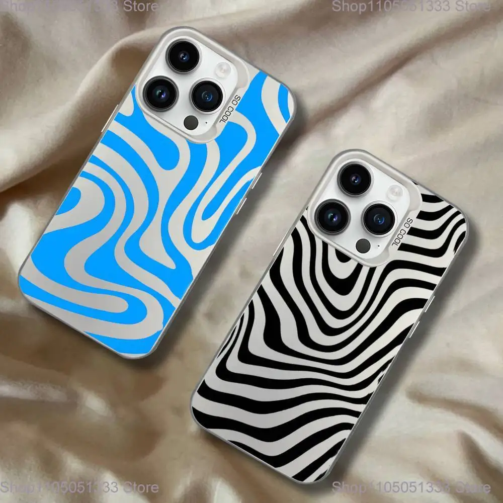 

High-End Lrregular Stripes Phone Case For iPhone 16,15,14,13,12,11,Pro,XS,Max,Plus,Mini,SE White Candy Matte Shockproof Cover