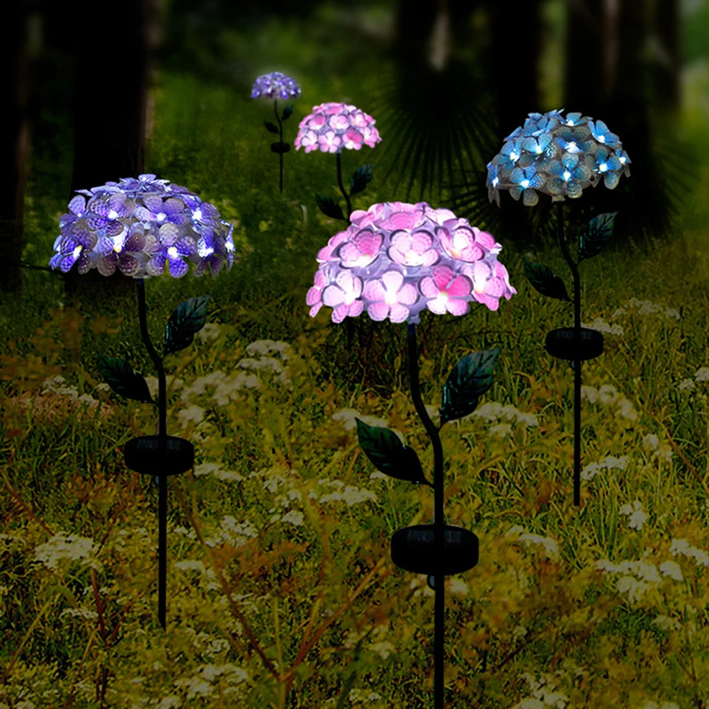 Solar LED Lights Simulation Hydrangea Flower  Outdoor Waterproof Garden Yard Street Festival Wedding Decor lamp
