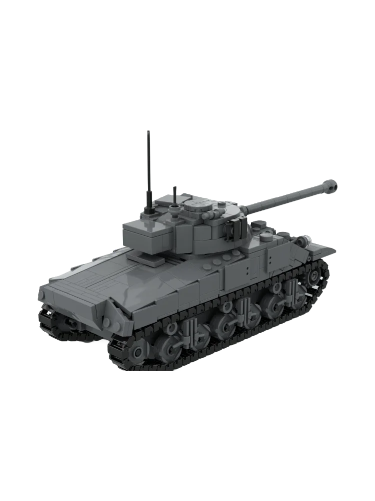Set di blocchi da costruzione Scala 1:35 Sherman M4A4 Modello Firefly Militare Britannico Carro Armato Medio MOC-240126 mattoni per adulti Regalo di Natale