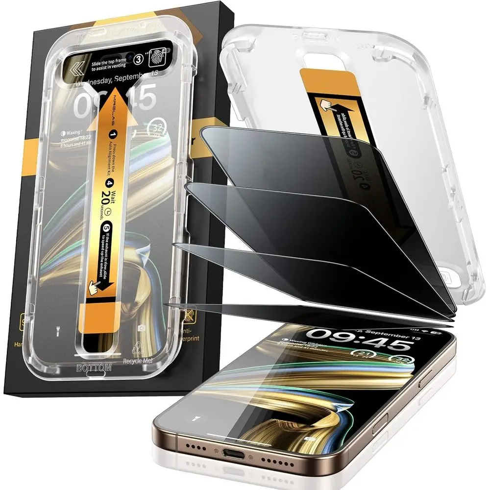 

4-Pack 9H Tempered Glass Screen Protector for 6.9 Smartphones with Auto Install Kit, Military-Grade Protection, Anti-Scratch, Lo