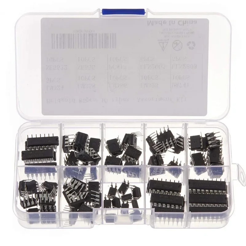 85PCS 10 Types Integrated Circuit Chip Assortment Kit Including:LM324 LM358 LM386 LM393 UA741 NE5532 NE555 PC817 ULN2003 ULN2803