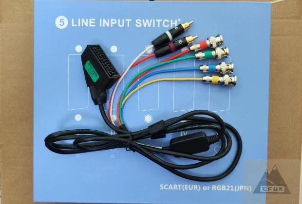 EU SCART or JP RGB21 Female to BNC, Color Monitor Use Broom Head Cable