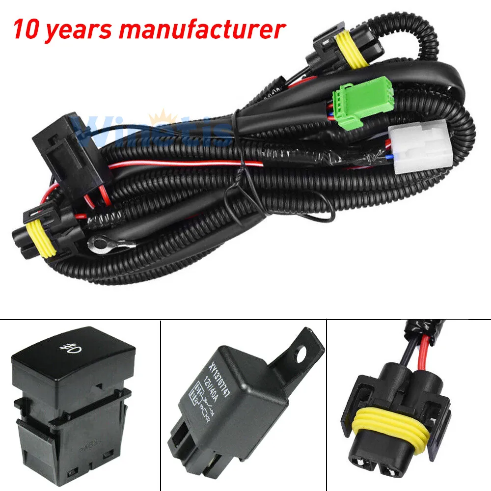 

1X Fog Light Wiring Harness Switch Kit H11 LED Light For honda nissan Replace