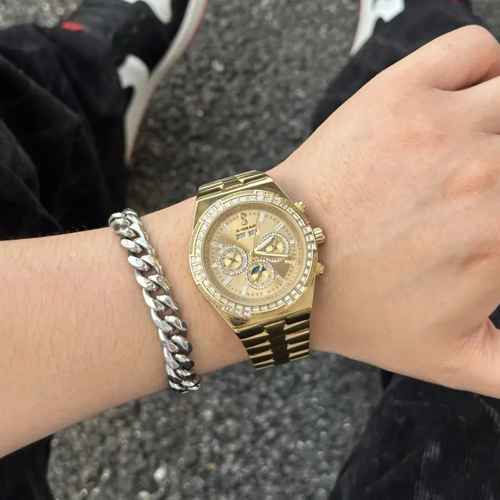 X-GEAR Mens Mechanical Watch Waterproof Luminous Stainless Steel Strap Men's Mechanical Watch Fashion Luxury