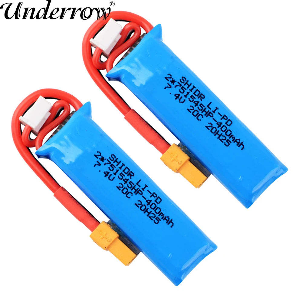 1 / 2 pcs High Capacity 2S 7.4V 400mAh 20C Lipo Lithium battery XT30 Plug for BETAFPV LiteRadio 2 SE RC Transmitter Radio Parts