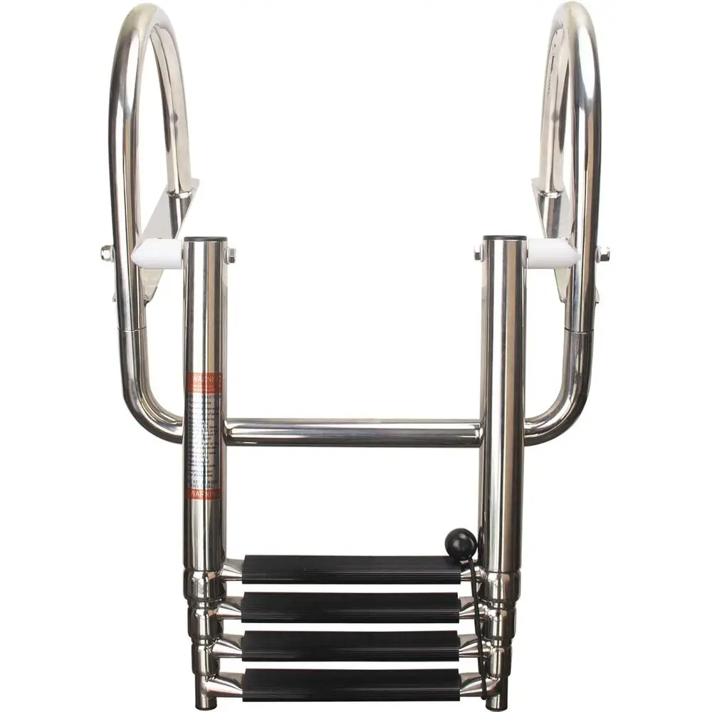 Escalera telescópica de entrada trasera para piscina con peldaños anchos y pasamanos - Acero inoxidable 316 de grado marino de alta resistencia