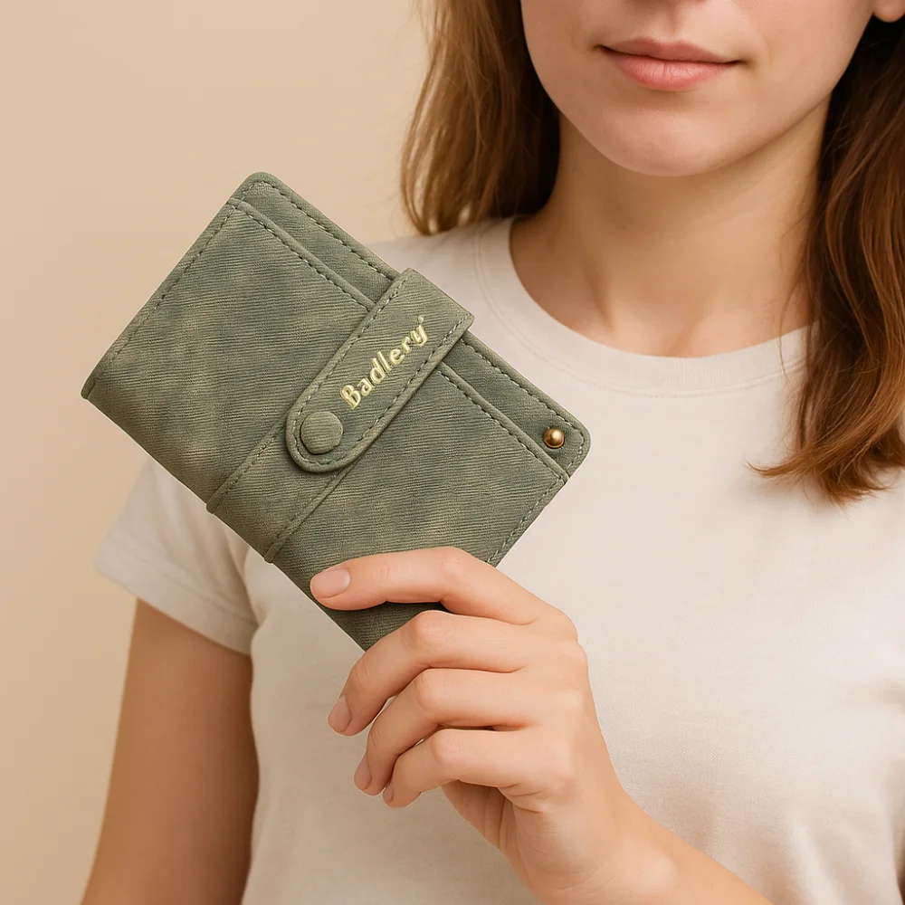 

Elegant Women Short Wallet Pu Leather Zipper Closure Business Card Holder Large Capacity Solid Color Bank/ID/Credit Card Bag
